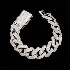 Bracelet tennis en moissanite à maillons cubains taillés en diamant, style hip-hop, design de luxe en argent 925 plaqué or rose - Product Image 1