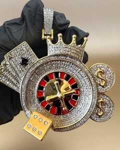 Colgante de Moissanita con Incrustaciones de Diamantes, Estilo Casino, Corte Redondo, Colgante Único para Regalo de Fiesta, Plata 925, Joyería Fina, Colgantes y Dijes - Product Image 5