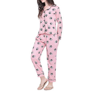 Ensemble de pyjama deux pièces en jersey de coton confortable et lisse pour femme, grande taille, avec cordon de serrage, séchage rapide, manches courtes, OEM ODM - Product Image 4