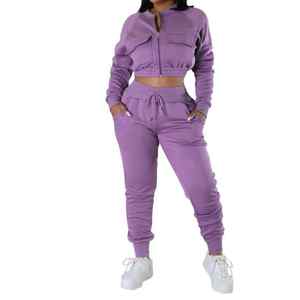 Conjuntos de 2 piezas de sudaderas con capucha y pantalones deportivos para mujer, ropa deportiva informal al por mayor, personalizada - Product Image 4