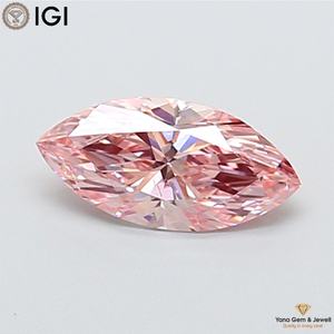 เพชร CVD ผลิตในห้องปฏิบัติการ พร้อมใบรับรอง IGI น้ำหนัก 1.00 กะรัต สีชมพูสดใส ระดับความสะอาด VS2 รูปทรงมาร์คีส์ สำหรับเครื่องประดับหรูหรา - Product Image 1