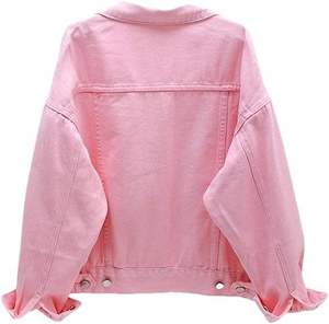 Chaqueta vaquera rosa para mujer, informal, de color liso, con botones frontales, manga larga, corte regular, lavable, diseño con costuras decorativas. - Product Image 3