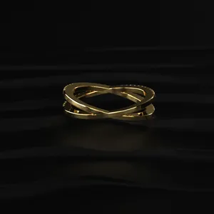 Bague en diamant taille ronde avec bande de diamants entrecroisés, en diamant jaune de laboratoire 14K, pour soirée et occasions festives - Product Image 5
