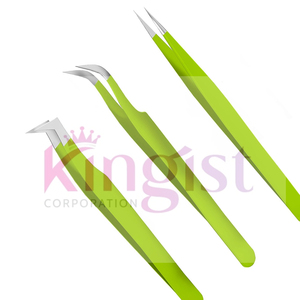 Japanese Stainless Steel Eyelash Extension Eyebrow Tweezers Set 5 <b>Tools</b> Including Straight Curved 45 90 Degree Angled Tweezers - Product Image 2