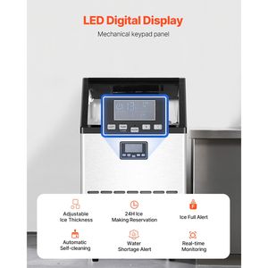 Macchina per il ghiaccio commerciale, 45 cubetti in 15 minuti, capacità di stoccaggio 33 libbre, autoportante, capacità totale 150 libbre - Product Image 4