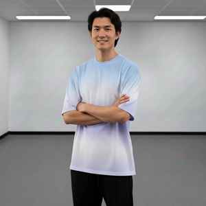 High Quality New Oversized Men's T-Shirts 100% Cotton Solid Spray Effect <b>Drop</b> Shoulder O-Neck Short Sleeve Breathable Plus Size - Product Image 2