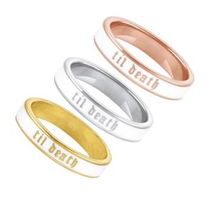 Anillo de Boda Gótico 'Hasta la Muerte' de 6mm, Anillo de Promesa Grabado para Él y Ella, Regalo Único de Aniversario, Anillo de Pareja a Juego para Compromiso - Product Image 2