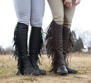 Premium Genuine Leather Horse Riding <b>Half</b> <b>Chaps</b> Elastic Panel Zipper Closure English Equestrian <b>Chaps</b> for Men Women - Product Image 5