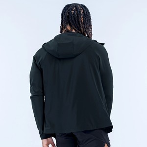 Sudadera con capucha para hombre, negra, con cremallera completa, de manga regular, lisa, cortavientos, ajuste slim, con logo personalizado, al por mayor, de alta demanda - Product Image 5
