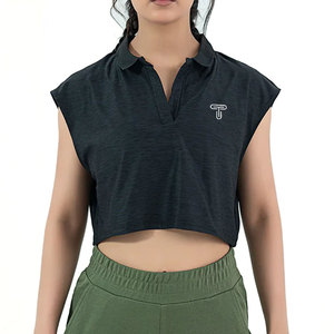 Top Corto para Mujer, Estilo Casual, Cuello Alto, Transpirable, de Secado Rápido, Hecho de Algodón, Última Moda - Product Image 1