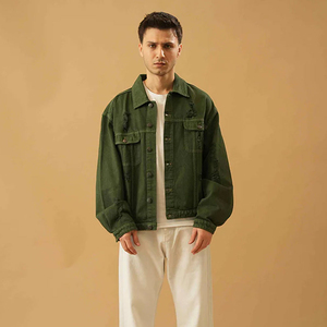 SHARISSA INTERNATIONAL Chaqueta de Pana Verde para Hombre, Corte Regular, Color Sólido, Casual, Otoño, Cierre de Botones, Transpirable, con Costuras Decorativas - Product Image 3