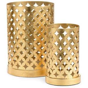 Support de bougie votive de luxe en fer doré, découpé au laser, lanterne en métal pour bougies chauffe-plat, idéal pour la décoration d'hôtels, restaurants et événements, coupelle à bougie - Product Image 1