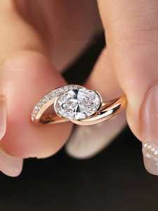 Anillo de Moissanita Ovalada de 1.00CT con Engaste Torsionado, Certificado IGI, Anillo Infinito Romántico para Mujer, Plata 925, Regalo para Boda/Fiesta - Product Image 1