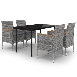 <b>Grey</b> Pe Rattan Garden Dining Set 4 Seater Outdoor Furniture Contemporary Style Steel <b>Frame</b> Waterproof - Product Image 2