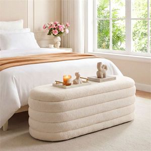 Panca Contenitore Imbottita Bianca con Pistoni a Gas, Capacità di Carico 660 libbre, per Arredamento Camera da Letto - Product Image 3