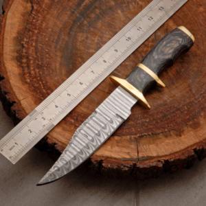 Cuchillo de Caza Recto de Acero de Damasco Forjado a Mano de 12 Pulgadas Personalizado, Disponible OEM/ODM, Grado Industrial, con Funda de Cuero - Product Image 2