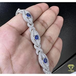 Custom Iced out Eye Link <b>Bracelet</b> VVS1 Quality Moissanite Diamond Pass Diamond Teste Heavy Quality 925 Sterling <b>Silver</b> - Product Image 2