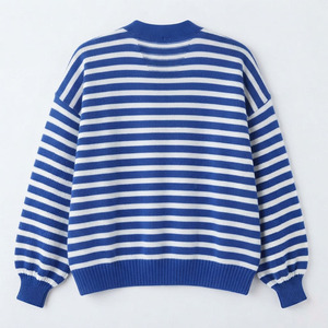 Wholesale <b>Custom</b> Blue White Striped Sorority Cardigan Sweater Women V Neck Button Up Knitted Long Sleeve Embroidered Logo Preppy - Product Image 2