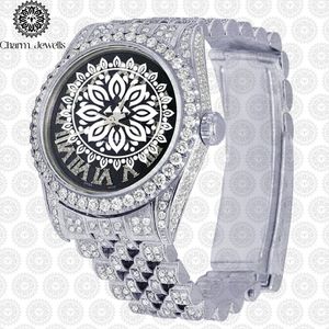 Montre de luxe Charm Jewells en acier inoxydable, boîtier 40 mm, mouvement mécanique analogique, mode masculine, accents de diamants, date automatique, étanche - Product Image 3