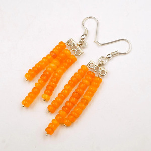 ต่างหูประดับโอปอลเอธิโอเปียสีส้ม เงินแท้ 925 และทอง - Product Image 2