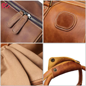 CARE MASTER Genuine Leather Vintage Travel Duffel Bag Rectangular Soft Shell With Rivet Design Buckle Closure Unisex - Product Image 5