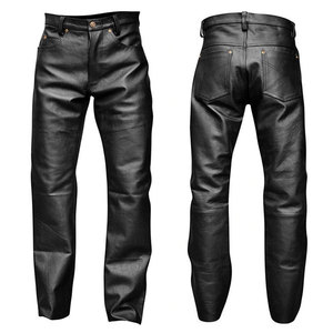 Pantalones de Motociclista SALVA LEATHER para Hombre, de Cuero Negro, Corte Recto, Impermeables, Ligeros, Cintura Media, Cierre de Cremallera, Bolsillos, para Invierno - Product Image 1