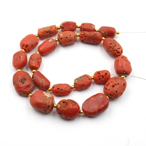 Perles de corail rouge naturel italien, lisses, en forme de tube, longueur 16 pouces, pierres de corail méditerranéen, taille 13x9 mm à 20x14 mm - Product Image 2