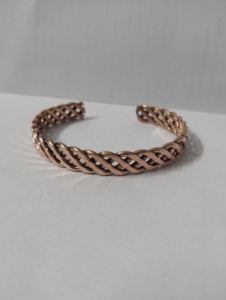 Copper Cuff <b>Bracelet</b> With Braided Design Handmade <b>Metal</b> Jewelry For Men Women - Product Image 5
