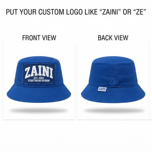 ZAINI ZI-113 Chapeau Bob Unisexe en Sergé de Coton Premium 240 GSM Bleu avec Logo Brodé Personnalisé, Chapeau de Soleil Décontracté pour l'Extérieur à Bord Souple - Product Image 1