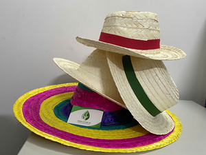 Sombrero de Paja Panamá Green Future Vn con Cinta, Sombrero de Playa Unisex con Diseño a Rayas, Talla Adulto, Material Toquilla - Product Image 1