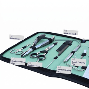 Kit d'outils d'installation d'extensions capillaires avec pinces à micro-anneaux, aiguille courbée pour la séparation des mèches, pinces de sectionnement et peigne à queue - Product Image 4