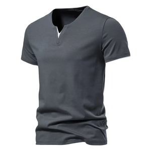 Camisetas de Cuello en V Ajustadas para Hombre, Nueva Colección 2024, Camisetas de Verano de Color Sólido para Hombre, Camisetas de Algodón Lisas para Hombre, Tallas Grandes - Product Image 5