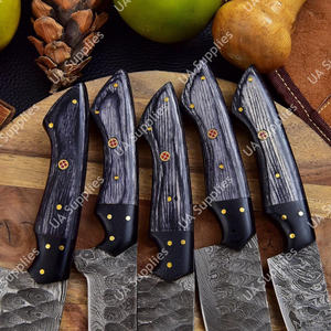 Juego de Cuchillos de Chef Profesionales de Acero de Damasco, Forjados a Mano, 5 Piezas, Ligeros, Duraderos, Afilados como una Navaja, Ambidiestros, con Funda de Cuero - Product Image 3