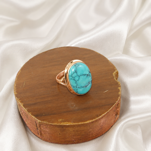 Top Quality Tibetan <b>Turquoise</b> Gemstone <b>Ring</b> 925 Sterling Silver Rose Gold & Yellow Gold Plated Handmade Statement Jewelry Her - Product Image 3