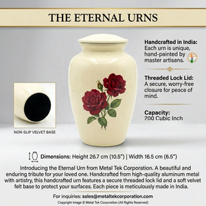 Top Selling Metal Cremation Urn Rose Print Durable Elegant Funeral Memorial <b>Jars</b> For Human Ashes Bulk Wholesale Decorative Urns - Product Image 2