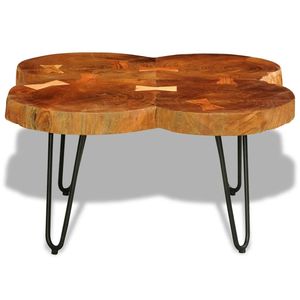 Petite table basse en bois d'acacia massif brun avec design élégant en fer thermolaqué - Product Image 2