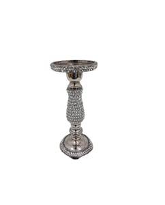 Bougeoir en aluminium argenté, support de bougie en métal, finition plaquée Nickel faite à la main, 1 pièce - Product Image 1