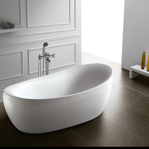 อ่างอาบน้ำอะคริลิคสีขาวทรงกระบอกแบบตั้งพื้นสำหรับผู้ใหญ่ ดีไซน์ทันสมัย พร้อมขอบกระโปรงเต็มตัว ฟังก์ชั่นแช่น้ำในตัว ระบบระบายน้ำ เหมาะสำหรับโรงแรม ใช้ได้ทั้งภายในและภายนอกอาคาร - Product Image 3