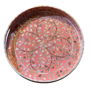 Grand Entrance Mother of Pearl Inlay Tray Handcrafted Decorative Platter for Foyer Console <b>Table</b> <b>Storage</b> - Product Image 1