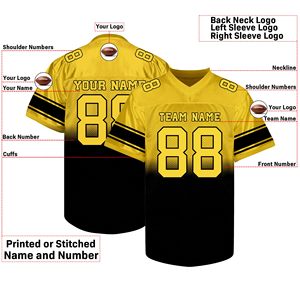 Custom Sublimated American Football Jersey <b>Men's</b> Short Sleeve V-Neck Breathable Mesh Team Name Number Printed All Seasons - Product Image 6