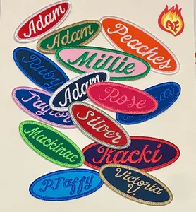 Custom Embroidered Iron-On Name <b>Patches</b> Irregular Shape Fabric <b>Applique</b> for Cloth Use - Product Image 6