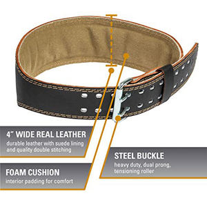 Cinturón de Cuero de Alta Calidad para Levantamiento de Pesas, Doble Costura, Resistente, para Sentadillas y Peso Muerto - Product Image 2