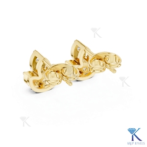 ต่างหูเพชรเลียนแบบรูปดอกบัว ประดับเพชร 6 เม็ด ทองคำแท้ 14K 18K เครื่องประดับผู้หญิงชั้นดี ของขวัญวันครบรอบแต่งงาน - Product Image 6