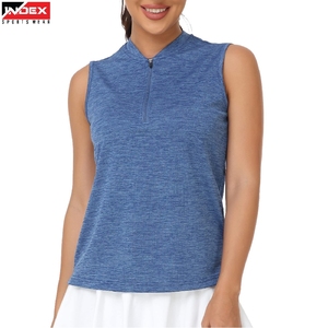 <b>Women</b> Sleeveless <b>Polo</b> Shirt Solid Blue Knitted Quick Dry Casual Golf Wear - Product Image 1