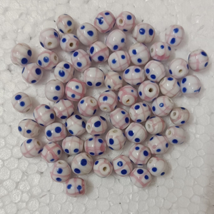 Perles artisanales en verre soufflé bleu floral, perles cylindriques en verre faites à la main, perles intercalaires en vrac pour la fabrication de bijoux DIY, fournitures de perlage en gros - Product Image 4