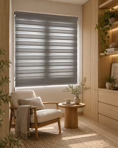 Store enrouleur électrique zébré haut de gamme EX03, contrôle jour/nuit, occultant pour bureau moderne et bureau à domicile - Product Image 1