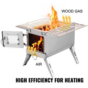 Portable Outdoor <b>Camping</b> Wood Burning Stove Stainless Steel Folding Pipe Tent Wood Stove 90.6 Height with Accessory - Product Image 6