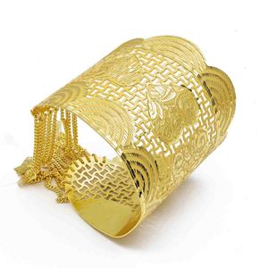 Pulsera de latón ajustable con diseño floral y filigrana ancha, chapada en oro de 14K, 18K, 24K, para mujer, estilo Kada, venta al por mayor - Product Image 3