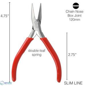 คีมปากแหลมแบบบาง 4.75 นิ้ว หัวสแตนเลสขัดเงา ด้ามจับพีวีซีสีแดงแบบสบายมือ พร้อมสปริงคู่ สำหรับงานเครื่องประดับ - Product Image 3