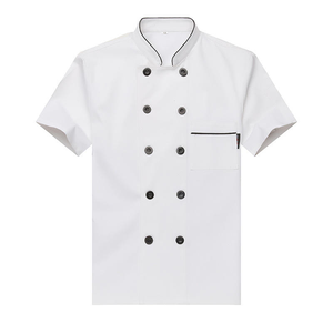 Unisex Short Sleeve Summer Breathable Chef Jacket Knitted Digital Print Restaurant & Bar Use Polyester/Cotton Material - Product Image 1